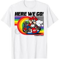 Mario Kart Pride Rainbow Road Here We Go Nintendo Icon T-Shirt S balta