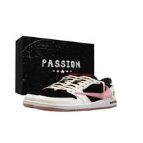 Travis Scott x Jordan Air Jordan 1 Persiko Rožinis Kabliukas, Dėžė Žemi Batai Vintažiniai Krepšinio Batai Unisex Auksiniai Juodi DZ4137-700(Komanda1868-  ) 35.5