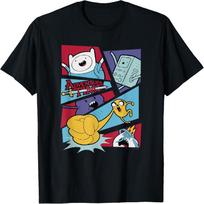 Adventure Time Group Shot Action Comic Panels T-Shirt S juoda