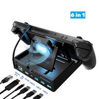 Steam Deck stotelė su ventiliatoriumi 11-in-1, suderinama su HDMI 4k@60hz, Gigabit Ethernet, USB-C PD įkrovimu, skirta ROG Ally konsolei