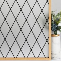 Juoda matinė grotelių langų plėvelė statinė privatumo dekoratyvinė stiklo vinilinė nuimama saulės blokavimo Anti-UV namų langams 30x100cm