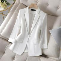 Diamond-studded Suit Spring and Summer Three-quarter Sleeve High-end Small Jacket Design Sense Niche Fashion Casual Suit XS balta