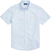 Polo Ralph Lauren Striped Logo Polo Collar Loose Fit Single Breasted Short Sleeve Shirt Men shirts Blue 710833826-007 XS