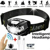 Vandeniui atsparus priekinis žibintas Super Bright Head žibintuvėlis LED USB priekinis žibintas žvejybai juoda