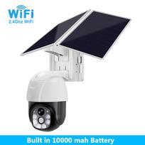 HD Smart Security Camera, 4G/WIFI Solar-Powered Security Camera, Built-in Battery, PIR Motion Detection, CCTV Monitor 【WIFI】1W mAh juoda/balta