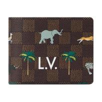 Louis Vuitton X The Darjeeling Limited Bendradarbiavimas Daugialypis Klasikinis Patikrintas Damier Heritage Dengtas Drobės Piniginė Vyriška piniginė Ruda N40870 Gift Set(Basic Set+Box+Shopping Bag)