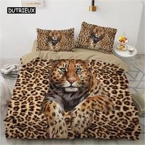 Prabangus leopardo rašto patalynės komplektas Karalienės Karaliaus Dvigulė antklodės užvalkalas Patogus pledo užvalkalas Patalynės komplektas Gyvūnų Leopardo Laukinių Gyvūnų Tema EU single(135x200cm)