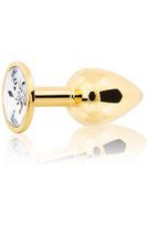 Metal Butt Plug Gold/Clear Small