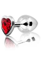 Loving Heart Butt Plug Silver/Red Medium