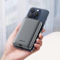 Magnetinė indukcinė 10000mAh išorinė baterija 2x USB-C PD 30W + USB-C kabelis - Black | 6974316283300 | 6974316283300