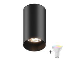 Zuma Line 92680-N - LED RGBW dimeriuojamas taškinis šviestuvas TUBA 1xGU10/4,8W/230V juodas + nuotolinio valdymo pultas