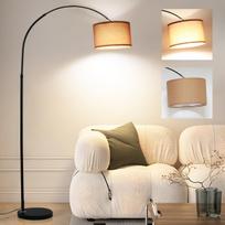 ANTNELICHT LUNA vintage arkos formos grindų šviestuvas su E27 LED – rudas audinio gaubtas