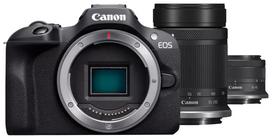Beveidroninis fotoaparatas Canon EOS R100 + RF-S 18-45mm IS STM Lens + RF-S 55-210mm IS STM Lens, juoda sp.