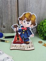 Siuvinėjimo kryželiu rinkinys „Muzikantas“ 13x9 cm su plastikine drobe ir mediniu stovu pradedantiesiems