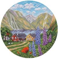 PANNA kryželiu siuvinėjimo rinkinys „Švelni vasara“ 24x24 cm, vasaros peizažas