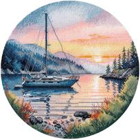 Siuvinėjimo kryželiu rinkinys „Vakaro uostas“ su PNK Kirov siūlais, 20×20 cm