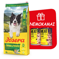 JOSERA Adult Salmon & Potato 12,5kg + Josera Meatlovers 2x400g NEMOKAMAI