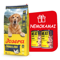 JOSERA Medi/Maxi Chicken & Rice 12,5kg + Josera Meatlovers 2x400g NEMOKAMAI