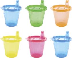 Nuby - 6P Cup Set With Free Flow Spout - Brightly Colored - 210ml + 9 m