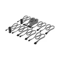 „Corsair Premium Sleeved DC Cable Pro“ rinkinys, skirtas 5 tipo maitinimo blokui – juodos ir baltos spalvos