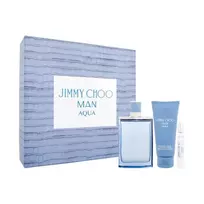„Jimmy Choo Man Aqua“ tualetinis vanduo, 100 ml, purškiklis; dušo gelis, 100 ml; buteliukas, 7,5 ml