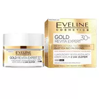 EVELINE_Gold Revita Expert 30+ prabangus odą išlyginantis kremas-serumas su 24 karatų auksu, skirtas naudoti dieną ir naktį, 50 ml