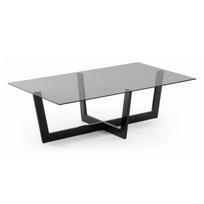Juodos spalvos kavos staliukas su stikliniu stalviršiu 70x120 cm Plam – Kave Home