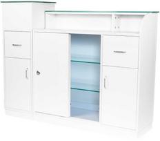 Registratūros stalas ActivEshop Gabbiano, 137 cm x 35 cm, 109 cm, balta sp.