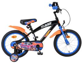 Vaikiškas dviratukas su papildomais ratukais Volare Hot Wheels, mėlyna sp./juoda sp./oranžinė sp., 16"