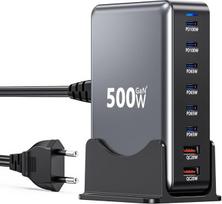 USB-C įkroviklis, 500W, 8-in-1, GaN III, 2 PD100W/4 PD65W