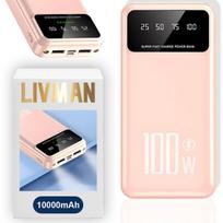 Atsarginis maitinimo šaltinis ("Power Bank") LIVMAN K70 - greito įkrovimo išorinė baterija su dviem išėjimais, 10000mAh, 100W
