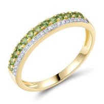 Geltono aukso žiedas moterims su briliantais ir granatais Brasco 62193, 17.5