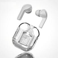 Belaidės bluetooth ausinės su įkrovimo dėklu, baltos TWS