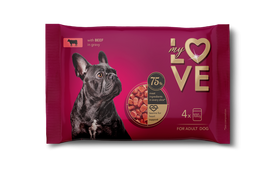 Konservuotas šunų ėdalas MY LOVE, su jautiena, 4x100 g
