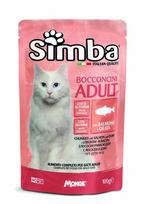 Konservuotas kačių ėdalas SIMBA, suaugusioms katėms, gardūs gabalėliai su lašišomis ir doradomis 100