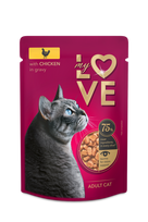 Konservuotas kačių ėdalas MY LOVE, vištiena su padažu, 85g