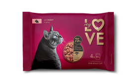 Konservuotas kačių ėdalas MY LOVE, triušiena su padažu, 4x85g