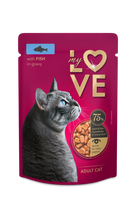 Konservuotas kačių ėdalas MY LOVE, žuvis su padažu, 85g