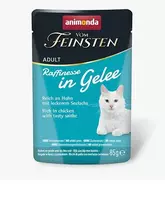 Animonda Vom Feinsten konservai katėms su vištiena ir ledjūrio menke drebučiuose, 85 g