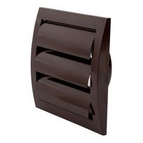 Ventiliacinės grotelės EUROPLAST ND10ZB, d100/148 x 153, plastikinės, su žaliuze, rudos spalvos