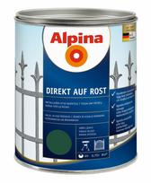 Antikoroziniai dažai ALPINA Direkt Auf Rost, žalios spalvos, šilko blizgesio, tiesiai ant rūdžių, 0,