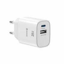 Swissten Edge Travel Charger USB-C PD 25W + USB-A QC 18W, White