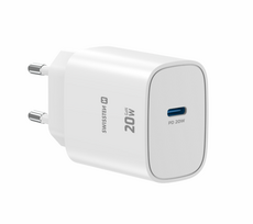 Swissten Edge USB-C 20W GaN Travel Charger, White