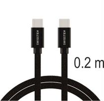 Swissten Textile Universal Quick Charge 3.1 USB-C to USB-C Data and Charging Cable, 0.2 meters, black