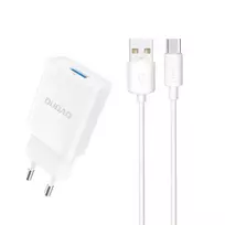 Dudao A4EU travel charger | 10.5W | USB-A | with USB-A to USB-C cable included | white