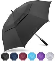 ZOMAKE didelis golfo skėtis 172 cm – automatinis, vėjui atsparus, dvigubas stogelis, juodas