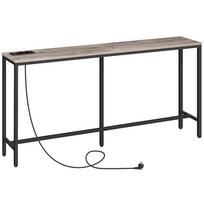 MAHANCRIS konsolinis staliukas su įkrovimo stotele – 180 cm, siauras, su USB jungtimis, pilkas