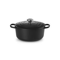 Ketaus puodas apvalus Ø34cm / 12L matinės juodos spalvos