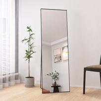 Sieninis ir pastatomas veidrodis 162×53 cm su metaliniu rėmu, juodas