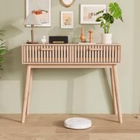 Konsolinis stalas su 2 stalčiais, siauras prieškambario stalas su medžio kojomis, modernus hallway console table